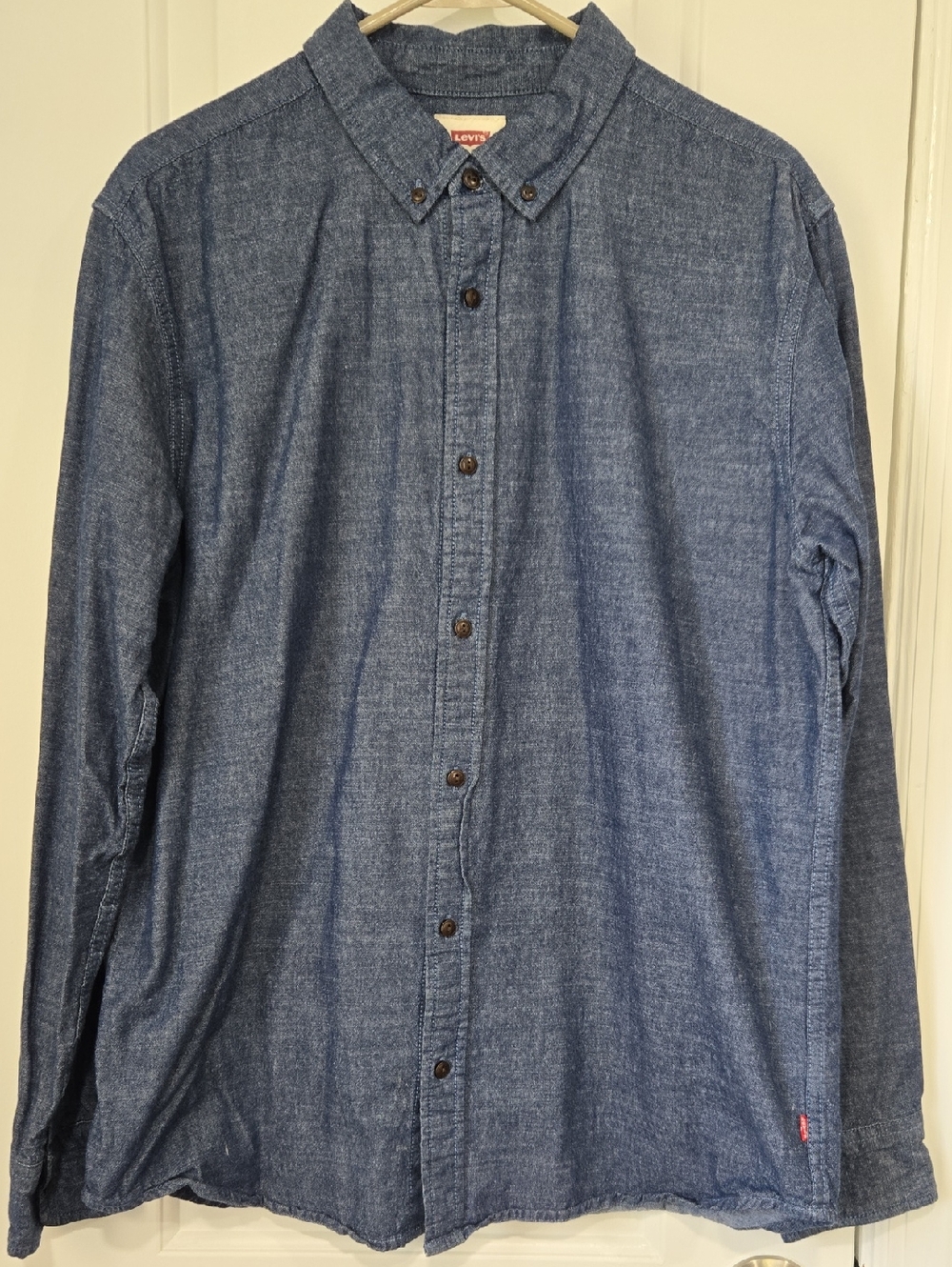 Levi's Chambray Button Down Shirt Men's Large Long Sleeve Workwear Denim